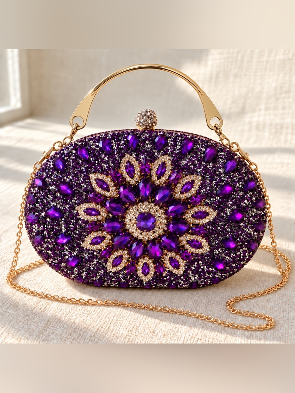 Ramla Handmade in Morocco Purple Crystal Clutch